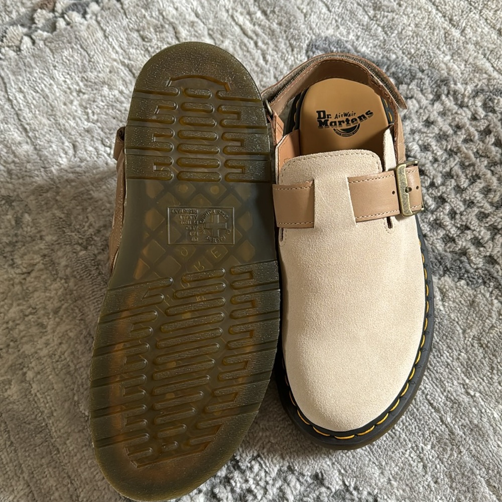 Dr. Martens Beige Suede Slingback Clogs - Picture 4 of 6